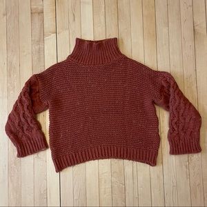 Burnt Orange Handmade Knit Turtleneck Sweater